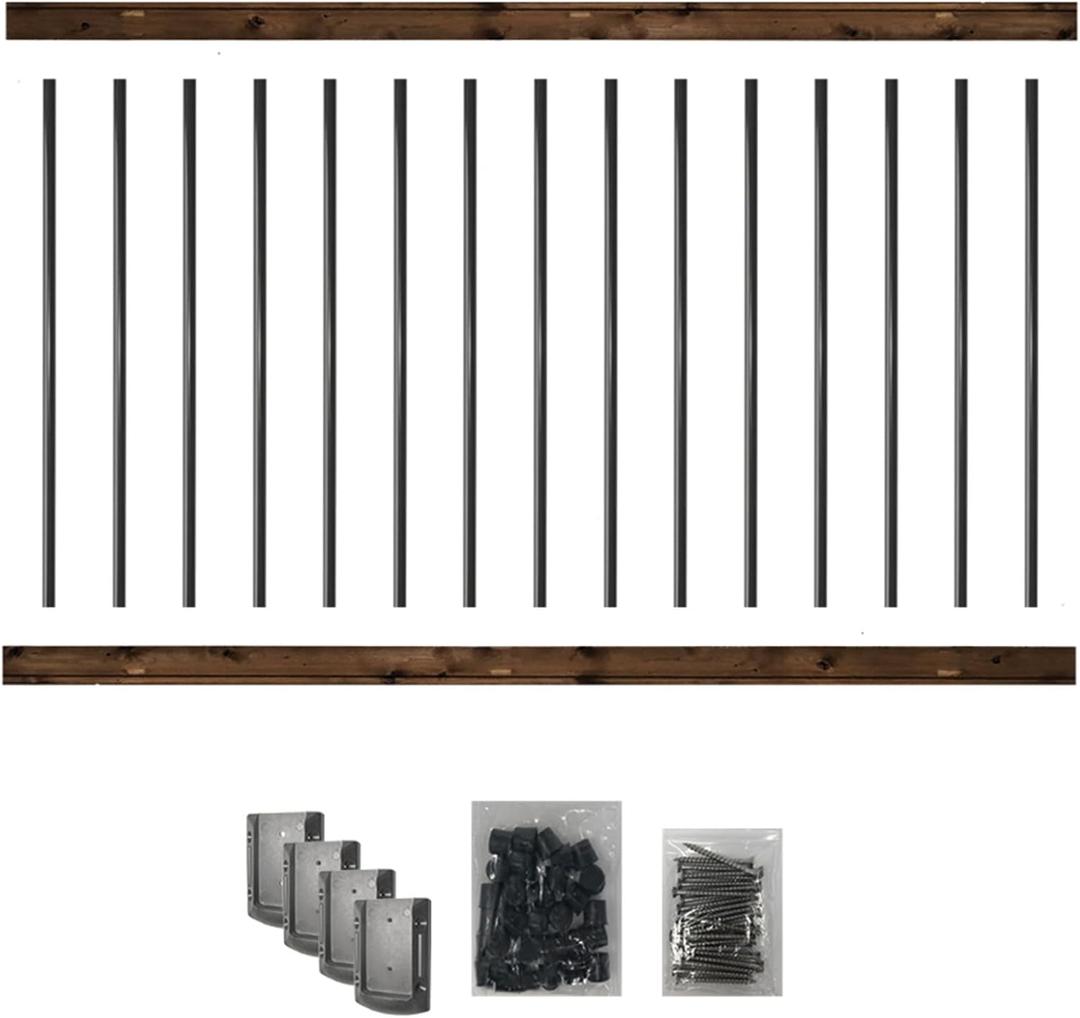 Nuvo Iron Deck Rail Kit - Pressure Treated, 6-Feet for 42-in High Railing - Includes 2 Wood Rails, 15 Balusters & 4 DRC Rail Connectors