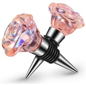 2 x IMIKEYA 2Pcs Decorative Rose Wine Bottle Stoppers Reusable Cork Wine Stoppers Leak Proof Cap for Party Wedding Home Bar Use