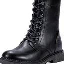 Vepose Women's Combat Ankle Black Flat Boots, Military Fashion 925 Booties Inner Zipper, 10