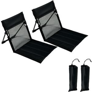 2 Pack Foldable Camping Chairs with Mesh Backrest,Ultra-Light Portable Beach Chairs with Carry Bag for Sunbathing Swimming Poolside Picnic Lawn Road Trips (Black)