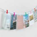 Hanging Photo Display with Clips, Boho Wooden Bead Garland Collage Picture Frame Wall Decor, Photo String with 10 Different Random Colors Wood Clips for Bedroom Room Decor, Christmas Teen Girls Gifts (Multicolor)