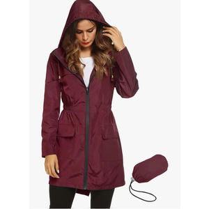 Lomon Women Waterproof Lightweight Rain Jacket Active Outdoor Hooded Raincoat ,Size XL