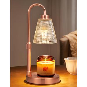 Copper Candle Warmer Lamp with Timer, Dimmable Candle Warmer for Jar Candles, Height Adjustable Wax Melts Warmer, Birthday Gifts for Women Mom, House Warming Gifts New Home Decor (Regular(4.7 in))