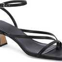 Juliet Holy Womens Strappy Sandals Kitten Heel Open Toe Slingback Ankle Strap Wedding Party Summer Heeled Sandals (11, Black)