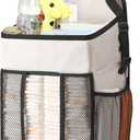 Maliton Hanging Diaper Organizer - Caddy for Changing Table, Crib, Pack n' Play - Stacker Holds 52+ Diapers - Nursery Organizer & Baby Shower Gifts - Beige