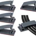 SOULWIT 50Pcs Self Adhesive Cable Management Clips, Cable Organizers Wire Clips Cord Holder for TV PC Ethernet Cable Under Desk Home Office (Grey)