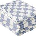 6-Layer Gauze Muslin Blanket 100% Cotton Blue Checkerboard Queen Size 90"x90" Cooling Throw Blanket Lightweight Soft and Breathable Cozy Blanket Bed Coverlet Both Sides (Blue Checkerboard, Queen)