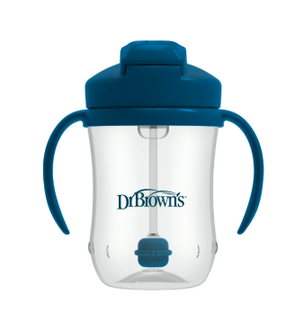 Dr. Brown's Milestones Baby's First Straw Cup, Training Cup with Weighted Straw, 9 oz/270 mL, BPAfree, 6m+, Dark Blue, 1Pack