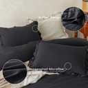 MR&HM Black Stonewashed Ruffled Queen Comforter Set, Farmhouse Bedding Lightweight Fluffy Comforter 3 Pieces, Ultra Soft Microfiber Shabby Boho Chic Vintage Ruffled Bedding Comforter Sets Queen Size