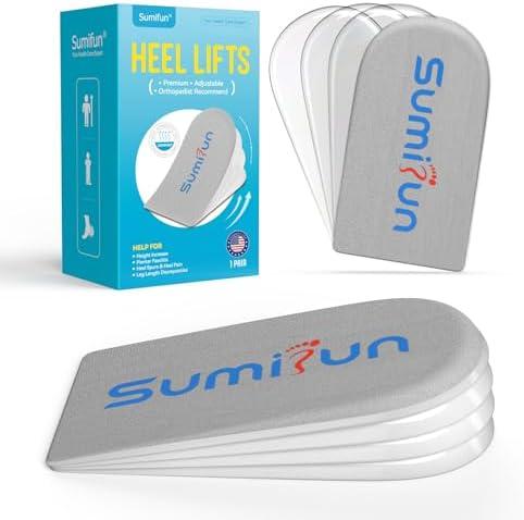 Heel Lift Inserts for Women Shoes - Sumifun 4 Layers Adjustable Orthopedic Shoe Lifts for Uneven Legs - Gel Heel Inserts for Leg Length Discrepancy (Size L)