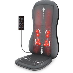 COMFIER Shiatsu Full Back Massager,Massage Chair Pad with Heat,2D/3D Massage Seat Cushion,Chair Massager with 10 Shiatsu Nodes, Rolling Kneading Chair Pads for Lower Back,Gift for Men,Women