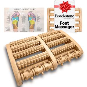 Brookstone Foot Roller Massager for Plantar Fasciitis Relief - Wooden Massage Roller for Foot Health - Stimulate Reflexes & Relieve Stress - Ideal Gift for Mom, Dad, Elderly (Oak Large)