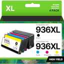 936 Ink Cartridges for HP Printers 936e High Yield HP936 936XL Replacement for HP 936 Ink Cartridges Combo Pack Work for HP Officejet Pro 9125e 9120e 9135e 9730e 9130e 9720e 9122e Printers, 3+1 Pack Missing Cartridge