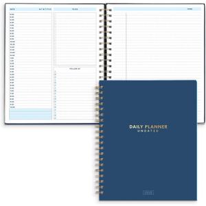 S&O Undated Daily Planner for Organization, Spiral Logbook with Hourly Schedule, Everyday Workbook Undated Diary- Routine To Do List Journal, Work Calendar Organizer Notebook, 200 Pages, 9 x 10.75
