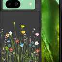 Unov Case Designed for Pixel 8a, Black Phone Case with [Anti-Slip Embossed Pattern], Shockproof Slim Protective [Anti-Scratch TPU] Back Cover, Floral Bouquet