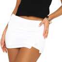 Womens Mini Skorts Casual Y2k Summer Mid-Waisted Front Split Pencil Bodycon Skirts with Shorts Underneath (Small, White)