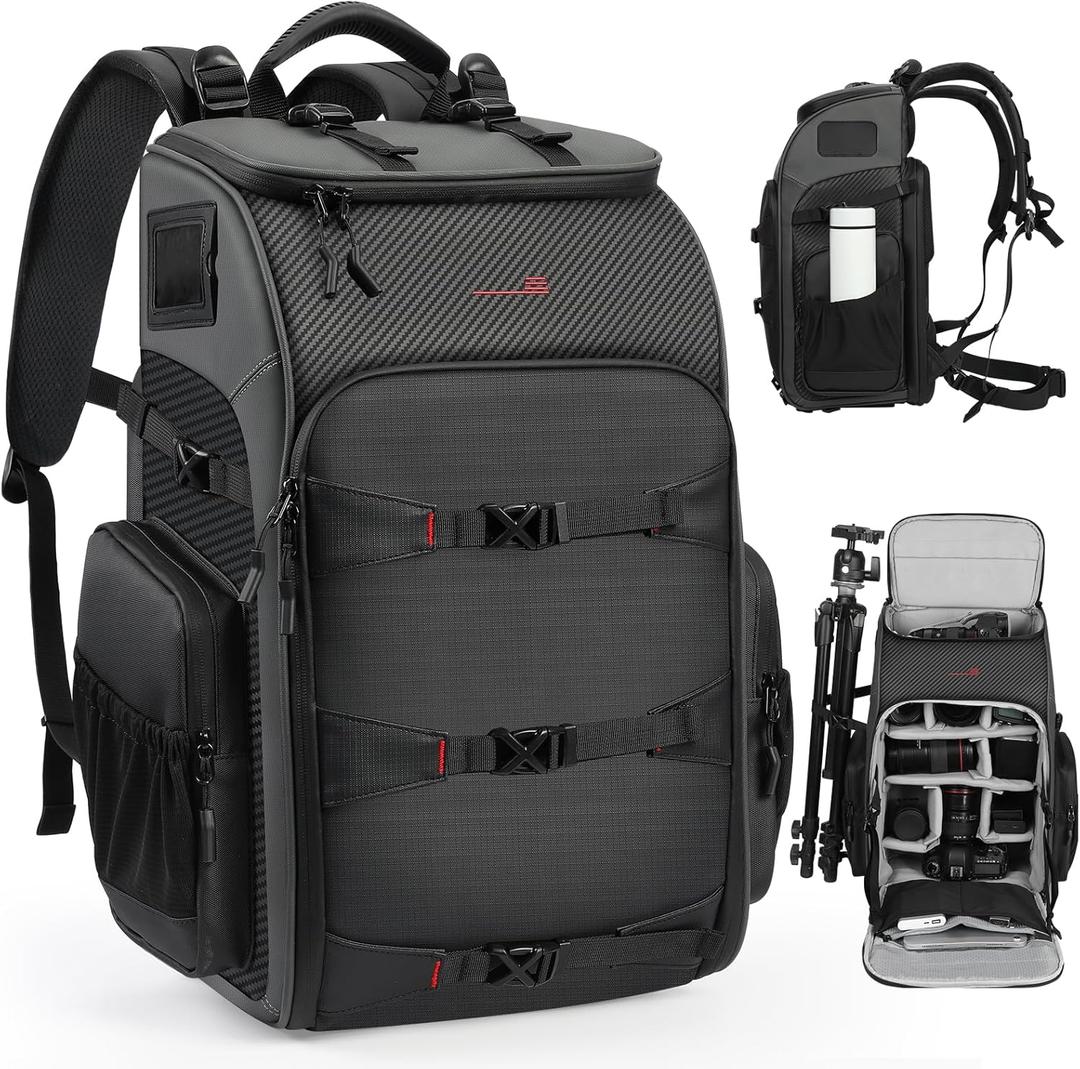STARTRC VCR Camera Backpack Professional Bag 40L DSLR/SLR Mirrorless Travel Case Photography Tactical Compartment Compatible with Canon/Nikon/Sony Camera Holder Tripod Lens Laptop