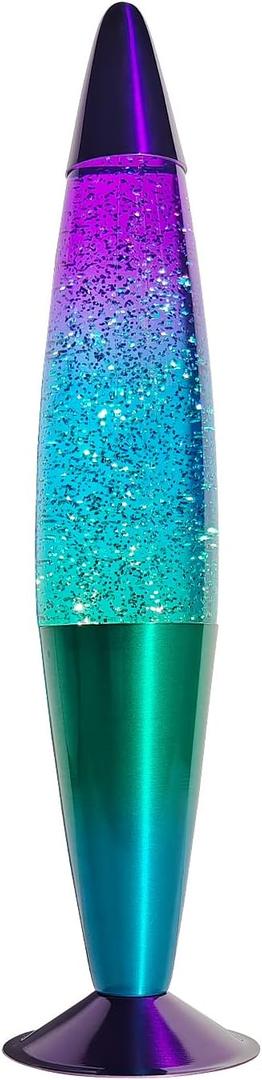 16 Inch Green Blue Purple Rainbow Glitter Lamp, 2 Bulbs, Night Light Rainbow Lamp, Relaxing Mood Lighting Night Light for Adults, Kids, Teens, Home Room Office Decor, Present (Silver Glitter Clear Liquid/Green,Blue,Purple)