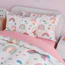 SANDJEST Rainbow Full Bedding Set for Girls, Ultra Soft Microfiber Comforter Set Full Size with 4-Pieces for Kids Teen, Bed Set Comforters for Bedroom Decor
