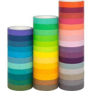 40 Rolls Washi Tape Set, Decorative Masking DIY Plain Washi Tapes for Children and Gifts Warpping (MIX)