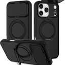 Designed for iPhone 17 Pro Case with 360 Finger Ring Stand, 180 Adjustable Full-Coverage Camera Cover, Military Protection Shockproof Phone Case for iPhone 17 Pro 6.3", Black