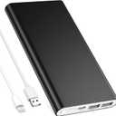 Pilot 4GS Portable Charger 12000mAh Fast Charging Power Bank Dual 3A High-Speed Output Battery Pack Compatible with iPhone 16 15 14 13 12 11 and MoreCharging Cable Included (Black)