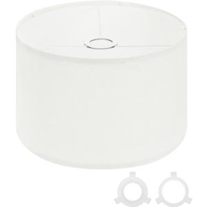 PATIKIL Drum Lamp Shades for Table Lamps 12"x12"x8" Linen Lampshade Easy Assembly Lamp Shade with E27 to E26/E14 Adapters for Floor Lamps Bedside Lamps Pendant Lights, White (1.65" Spider) (White)