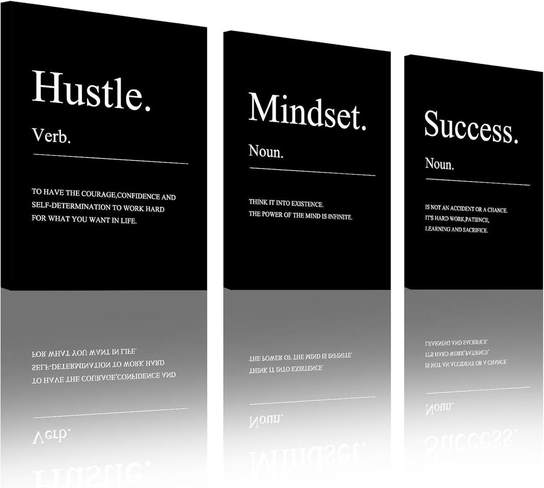 Unbruvo 3 Pieces Motivational Wall Decor-12x16 Inch Inspirational Wall Art, Motivation Canvas Wall Art Posters, Inspirational Framed Poster Prints for Living Room Bedroom Classroom Office