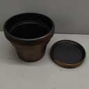 10 Inch Planters Plant Pots Indoor Outdoor, 4 Pack Plastic Flower Pot for Indoor Plants with Drainage Holes & Trays, Resin Decorative Container Sets with Saucer for House Garden Copper