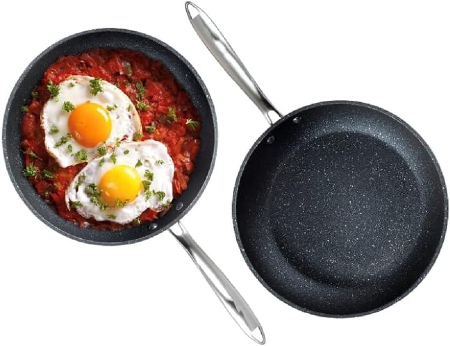 Granite Stone Professional Frying Pan Set, Hard Anodized Ultra Nonstick 10 & 11.5 Pro Chefs Skillet Set, Durable Granite Surface Coated 3x and Infused with Minerals & Diamonds, Induction Capable