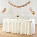 Suppromo 6ft Ivory Spandex Tablecloths for Rectangle Tables Wrinkle Free Ivory Table Cloth Rectangle Stretch Fitted Table Cover with Skirt for Wedding Birthday Party Banquet Baby Shower Buffet Event (72" x 30" (6FT - 1 Pack))