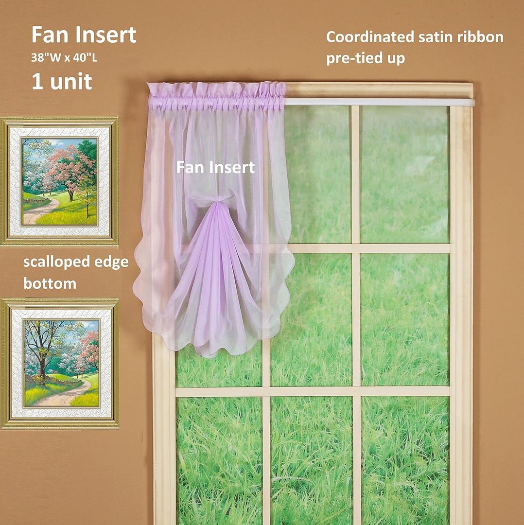 Today's Curtain Emelia Original Voile Fan Insert, Lilac, 30"W x 40"L