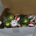 6 Set Christmas Ball Ornament Cluster with Ties 36 Pcs Red White and Lime Green Plastic Shatterproof Xmas Ball Ornaments for Christmas Tree Wreath Garland Stairs Decor (Red, Green and White)
