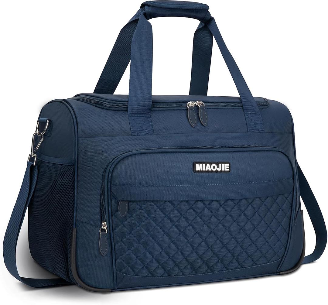 Travel Duffle Bag for Women, Underseat Carry On luggage Bag Foldable Overnight Weekender Hospital Bag Lightweight Airplanes Personal Item Travel Tote Bag for Women Birthday Gifts, 18IN Navy Blue