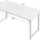 Huuger Computer Desk, 55 Inch Home Office Desk, Gaming Writing Work from Home Study Desk, Large Legroom, Sturdy Metal Frame, Modern Simple, White, 54inch