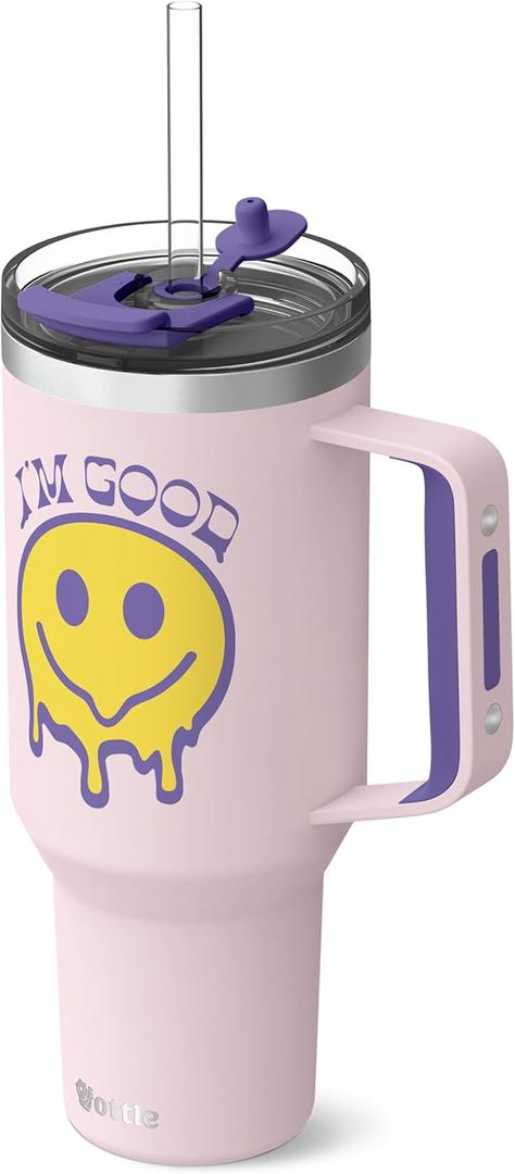 Ottle Deep Sea Diver 40 oz Insulated Tumbler with Handle and Straw Lid - Leak Proof, Cupholder Friendly Travel Mug - Stainless Steel Double Wall Water Bottle for Hot and Cold Drinks - I'm Good