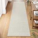 Collive Washable Hallway Runner Rug, Farmhouse Non Skid Kitchen Runner Rug 2x8 Boho Entryway Rugs, Tan Cotton Braided Modern Carpet Runners for Bedside Doorway Kitchen Floor