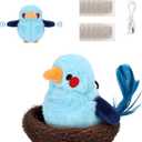 Cat Toys Flapping Birds with Catnip Bags, Rechargeable Chirping Interactive Cat Toy Kicker, Lifelike Birdie Tweets, Indoor Enrichment Moving Wings Cat Exercise Toys for All Breeds Kitten Dog(Bluebird)