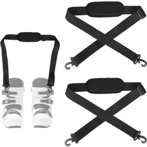2pcs Ski Carrier Strap with Hook, Adjustable Anti-Slip Snowboard Shoulder Sling Hands-Free Carrier Strap Skate Leash Gear Accessory for Snowboard Pole Boot Men Women Gift