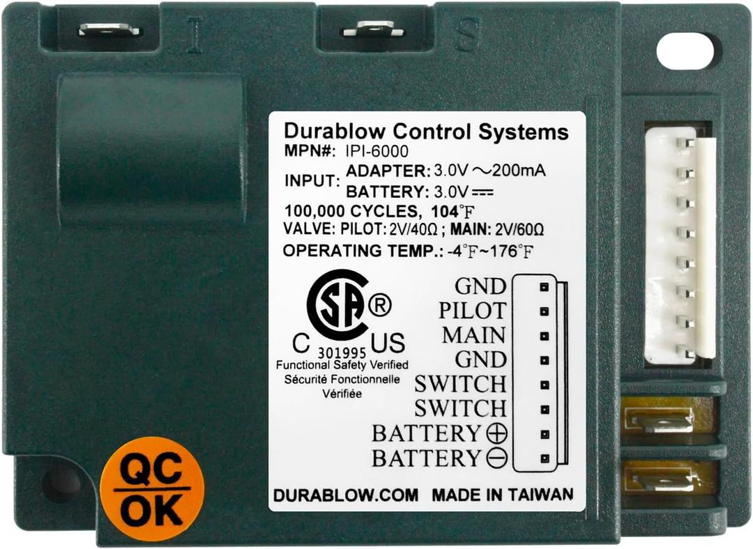 Durablow CSA Certified Fireplace Electronic IPI Control Module, Gas Fireplace Ignition Module Replacement for Dexen 593-592, GM-6KA, GM6K-N, HHT 350-M, 6K (CSA Certified 2023~)