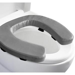 Toilet Seat Cushion with 2-inch High-Density Foam,Toilet Seat Riser-Suitable for Standard,Elongated Toilet Seats Commode Chairs Raised Toilet Seats(Grey)16x15"