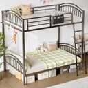 Decofy Metal Bunk Bed Twin Over Twin with Storage Bag, 2 Twin Size Beds with Safety Guard Rails and Anti-tip Nails for TeenagerGirls or Boys Black | Convertible Ladder, With Storage Bag