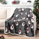 PAVILIA Premium Christmas Sherpa Throw Blanket, 50x60, Grey Snowman Cozy Fleece Holiday Blanket, Reversible Plush Winter Throw for Couch & Bed, Ultra Soft Warm