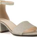 LONDON FOG Women's Nikki Low Two Piece Block Heel Dress Shoe Ladies Ankle Strap Pump Sandal (6)