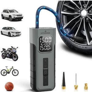 Tire Inflator Portable Air Compressor, 1 Min Fast Inflation Cordless Bike Pump with Digital Pressure Gauge LED Light, 150 PSI Electric Air Pump for Car Tires, Bicycle, Motorcycle, Ball (Grey)
