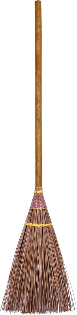 SKENNOVA - 45 inch Tall of Authentic Coconut Leaf Stick Broom Heavy Duty Broom for Sweeping Garbage, Twigs, Leaves, Snow (Wood)