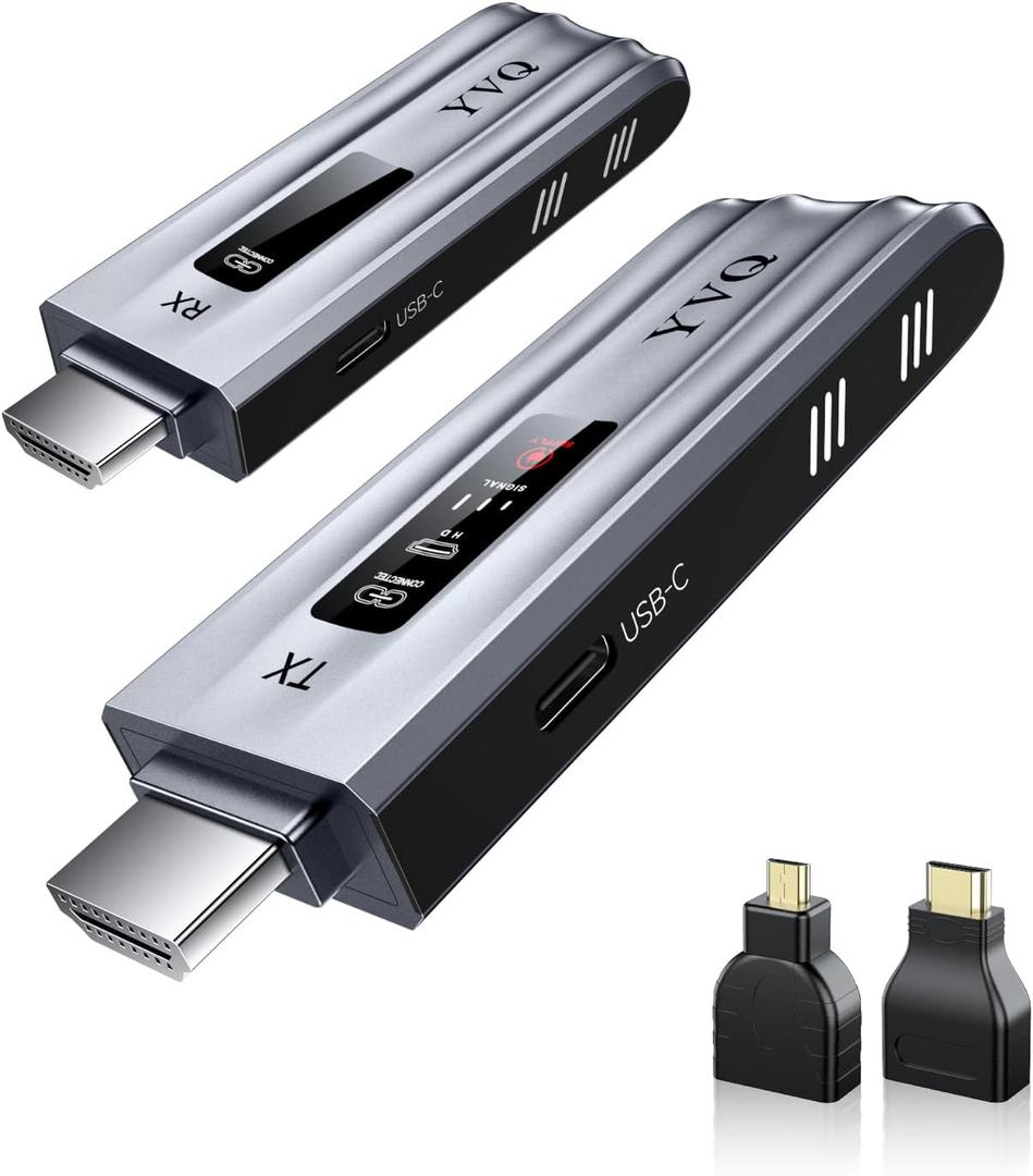 2025 Upgraded Wireless HDMI Transmitter and Receiver, 4K Decode, 100FT Range, 2.4G/5G Plug & Play, No App/Bluetooth, Metal Housing, for Streaming Video & Audio to HDTV/Projector/PC/Laptop/TV Box