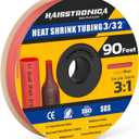 haisstronica 3:1 Heat Shrink Tubing, Shrink Ratio Adhesive Lined Marine Grade Heat Shrink Tube for Home, Automotive and Industrial (Red) 90FT 3/32inch