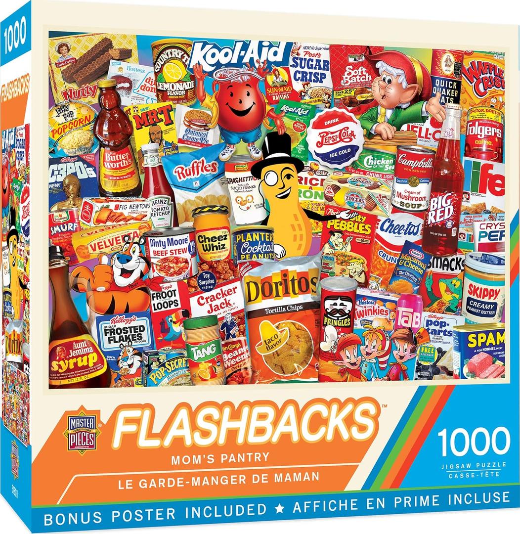 MasterPieces Puzzles 1000 Pieces Moms Pantry Collage Jigsaw, Vintage Kitchen Artwork, Jigsaw Puzzles 1000 Pieces, Random Cut, Non Glare Matte Finish, Bonus Poster, Recycled Board, Giftable Display
