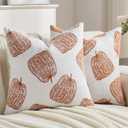 FUTEI Fall Pumpkins Throw Pillow Covers 18x18 Inch Set of 2,Soft Faux Cashmere Cushion Case for Autumn Thanksgiving Holiday Home Decorations (Whiteburnt Orange Pumpkins)